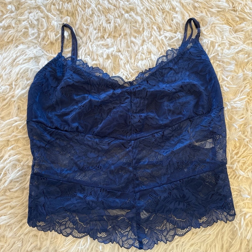 free people blue lace top.